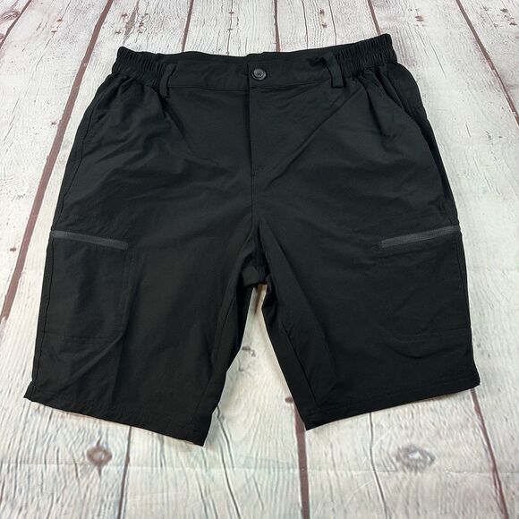 Willit Cargo Shorts L Black Quick Dry Elastic Waist Athletic Outdoor Stretch - Picture 1 of 9